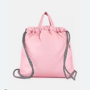 Wildfox Pink Puffer Backpack with Drawstring